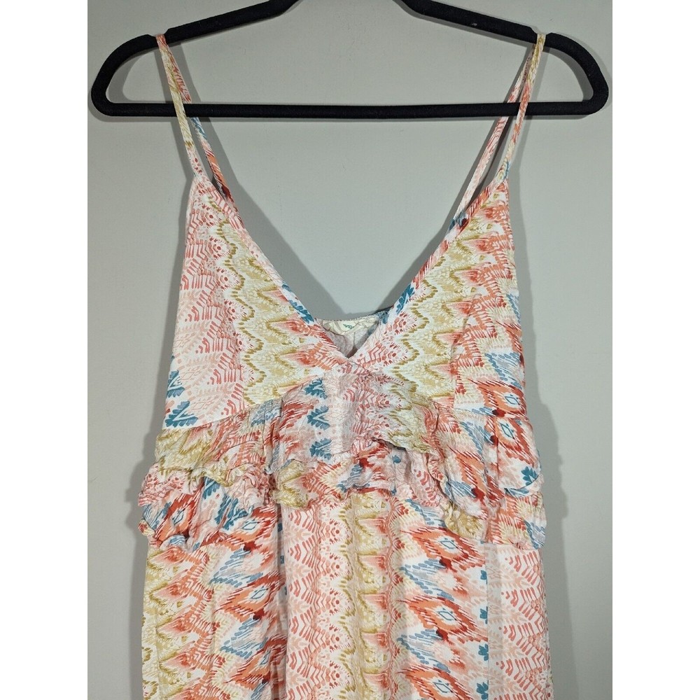 Hummingbird Colorful Abstract Print Ruffle Midi Sleeveless Dress Women Size M - Picture 3 of 6